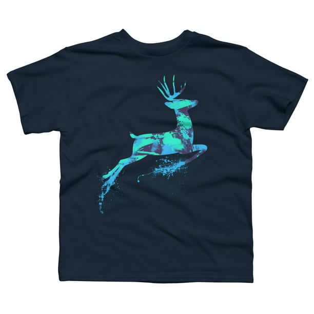 Design By Humans Floral Deer Boys Youth Graphic T Shirt 